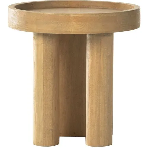 Aiden Round End Table - Natural Beech - Beige