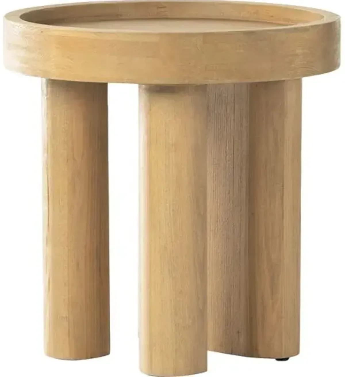 Aiden Round End Table - Natural Beech - Beige