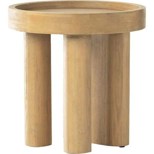 Aiden Round End Table - Natural Beech - Beige