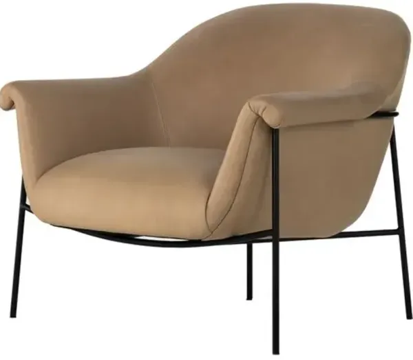 Isidore Accent Chair - Palermo Nude Leather - Brown, Comfortable, Durable, Cushioned