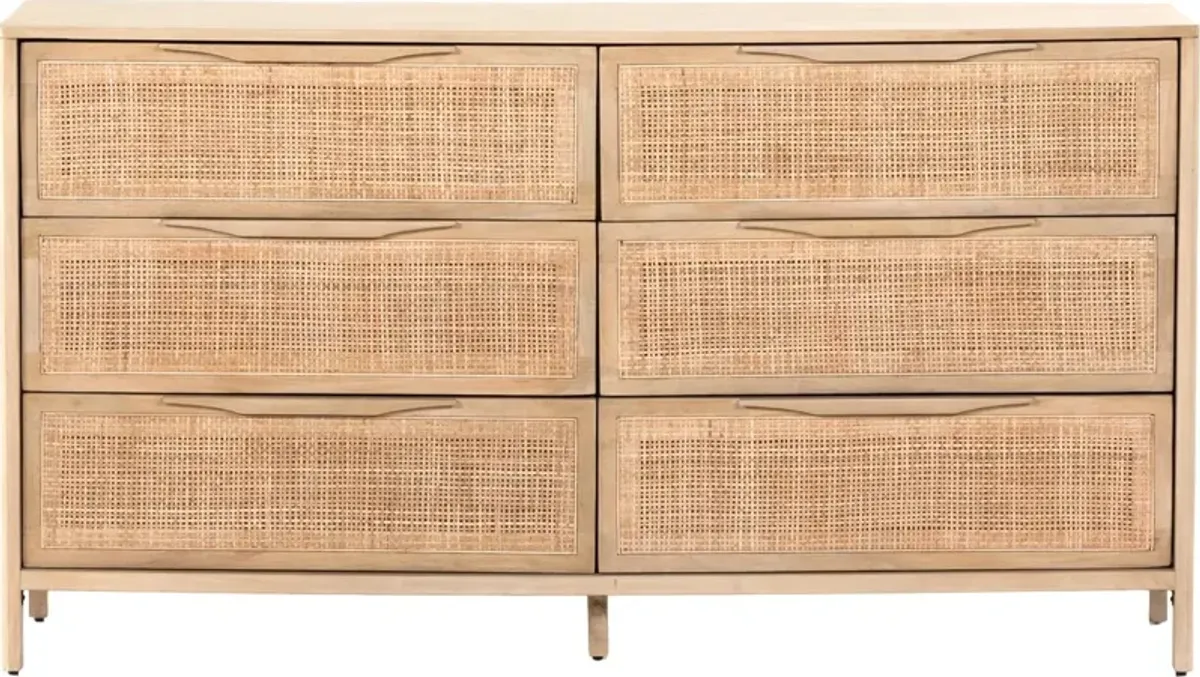 Selena Cane 6-Drawer Dresser