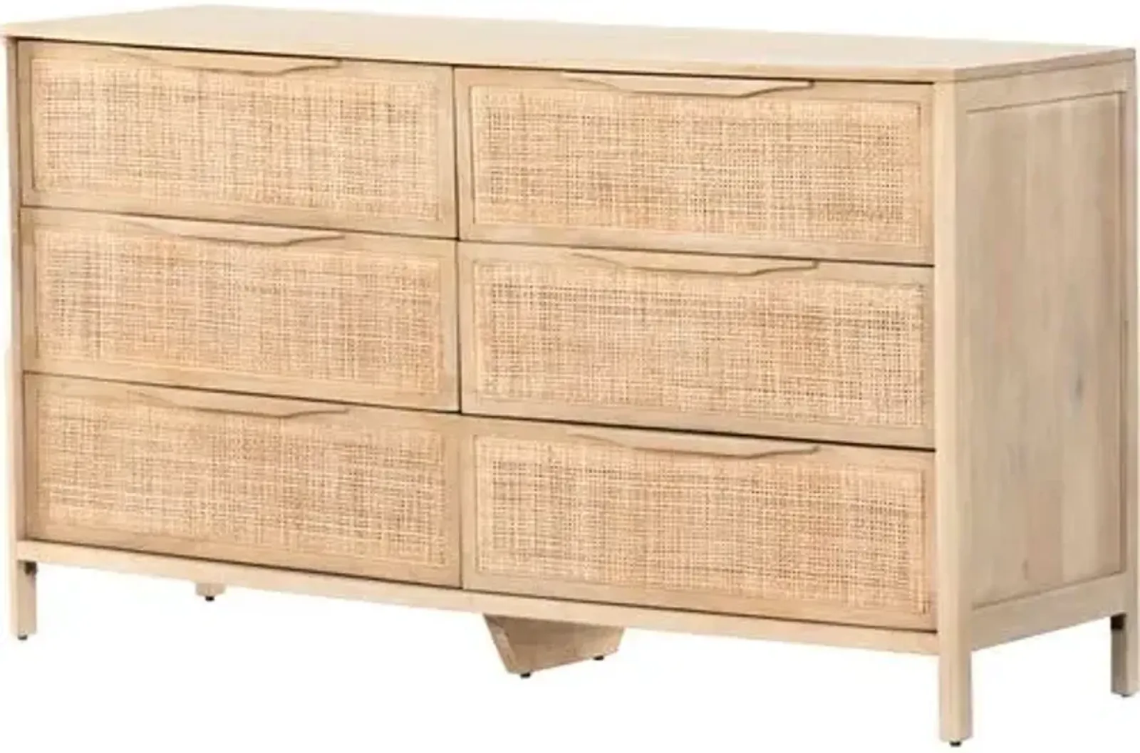 Selena Cane 6-Drawer Dresser - Beige