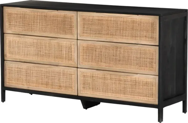 Selena Cane 6-Drawer Dresser