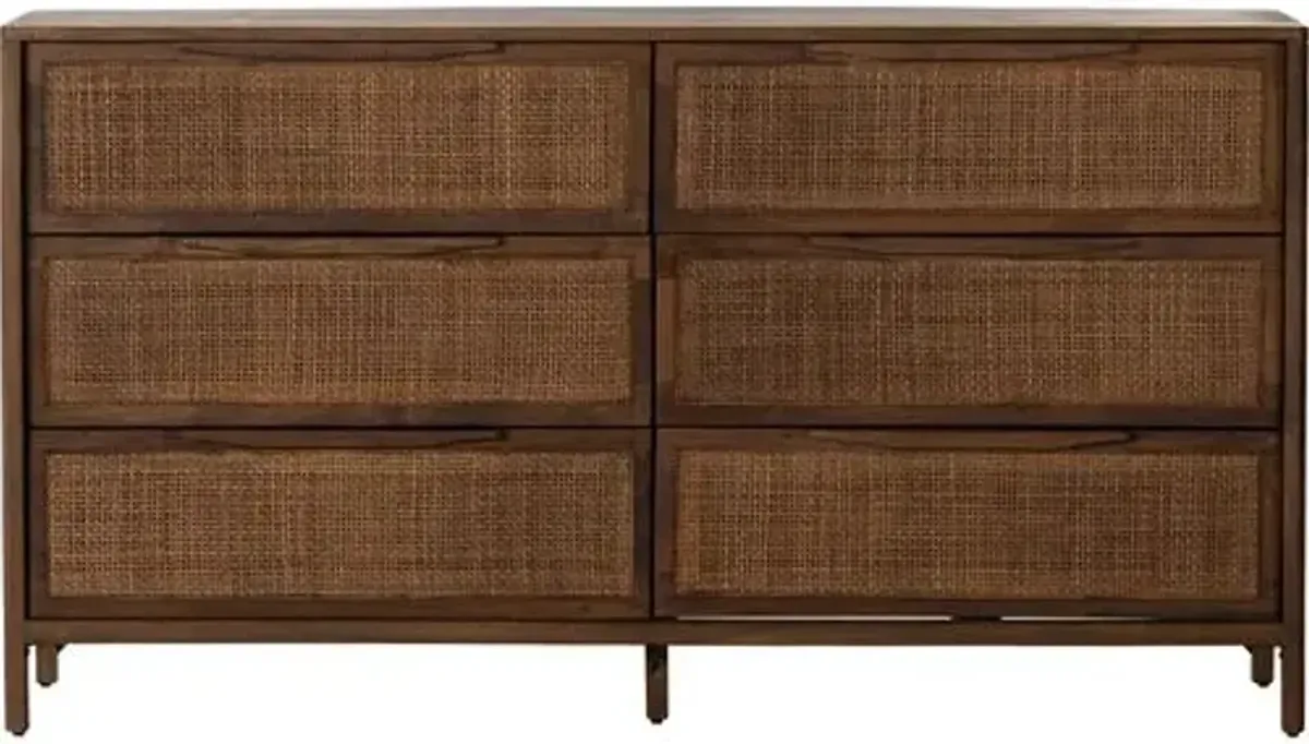 Selena Cane 6-Drawer Dresser - Brown