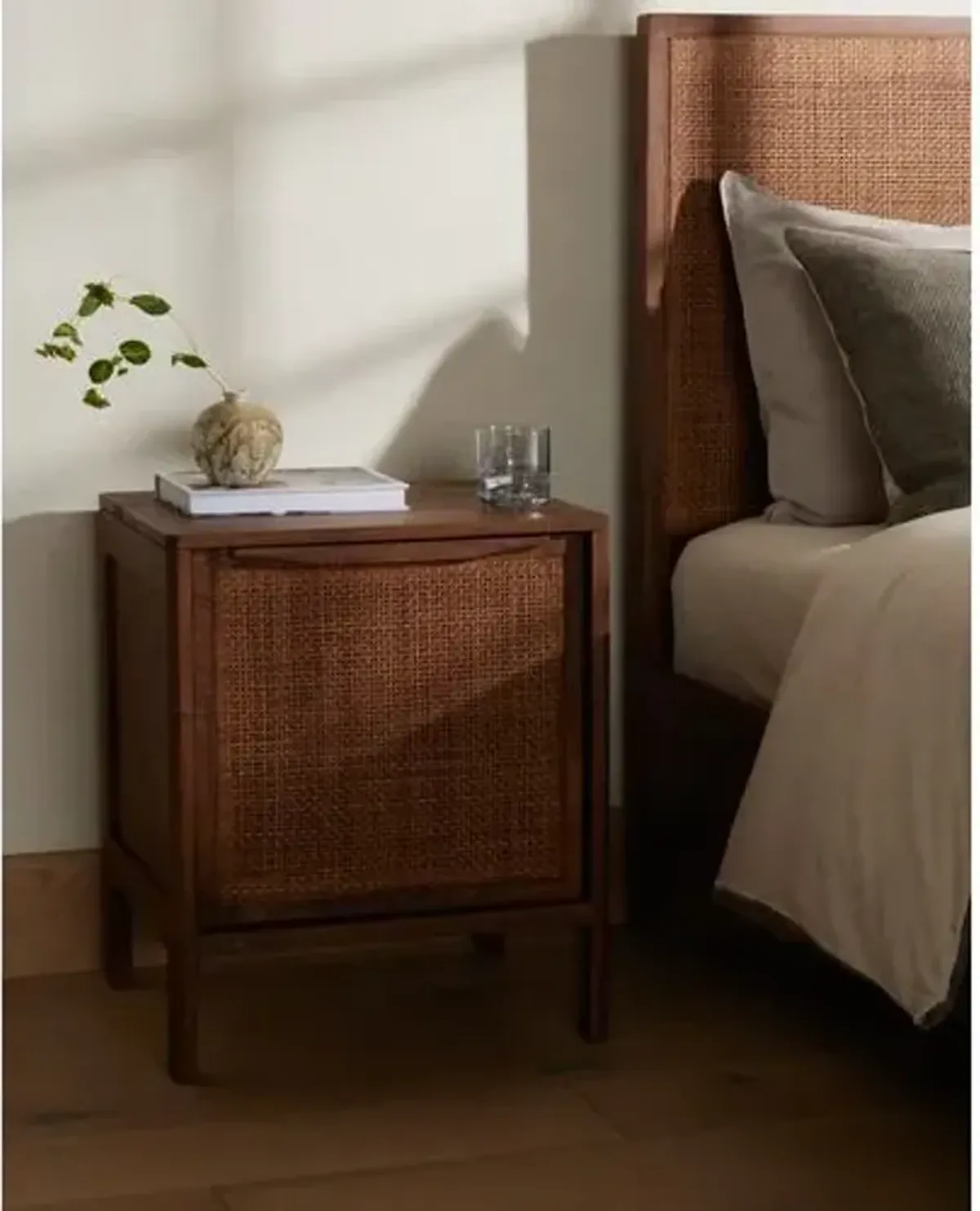 Selena Cane Nightstand - Left Facing