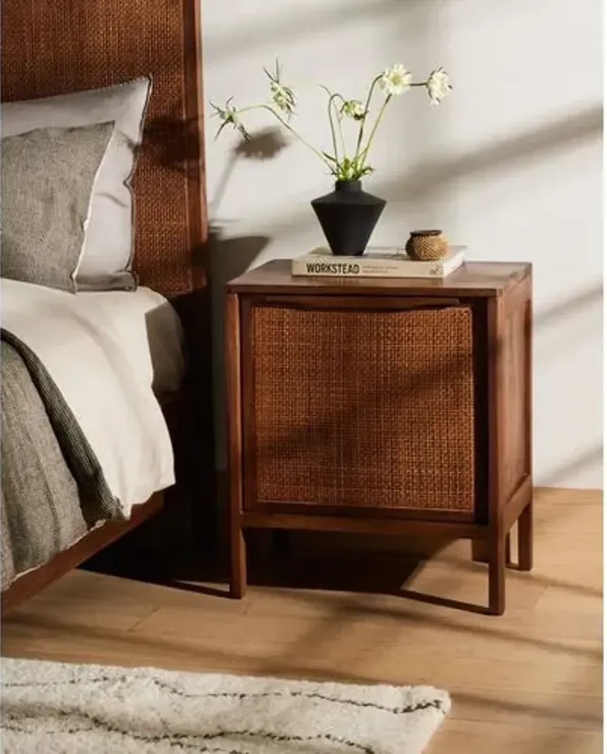 Selena Cane Nightstand - Right Facing