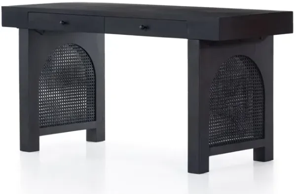 Sabrina Cane Desk, Black Wash