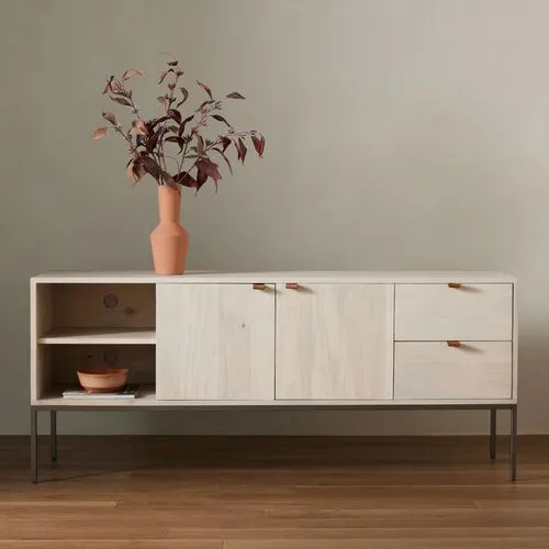 Justina Media Console - Dove Poplar - Beige