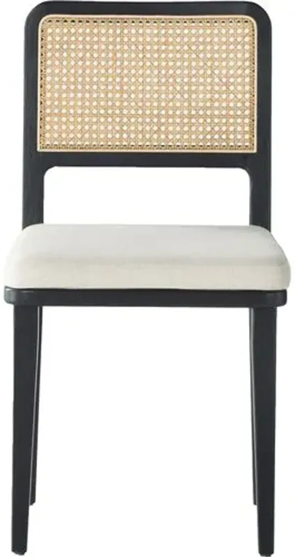 Michaela Cane Dining Chair - Brushed Ebony/Flax Performance - Ivory