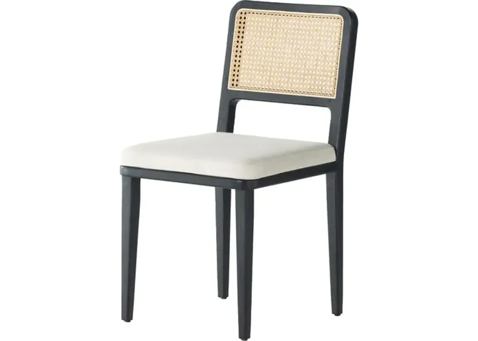 Michaela Cane Dining Chair - Brushed Ebony/Flax Performance - Ivory