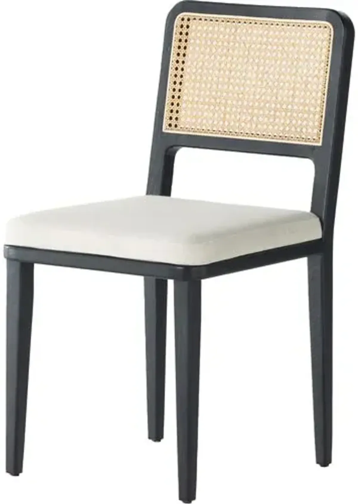 Michaela Cane Dining Chair - Brushed Ebony/Flax Performance - Ivory