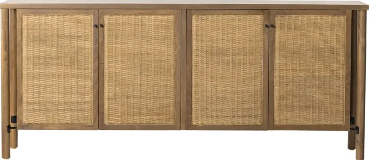 Kamala 4-Door Cane Sideboard, Taupe