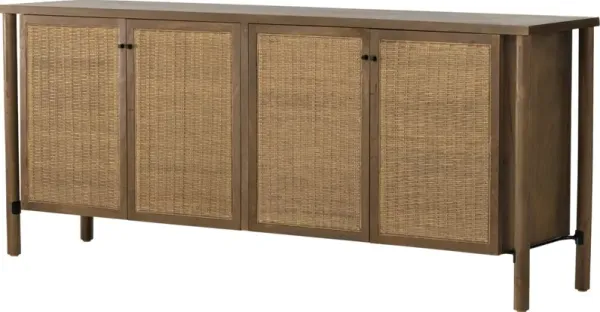 Kamala 4-Door Cane Sideboard, Taupe