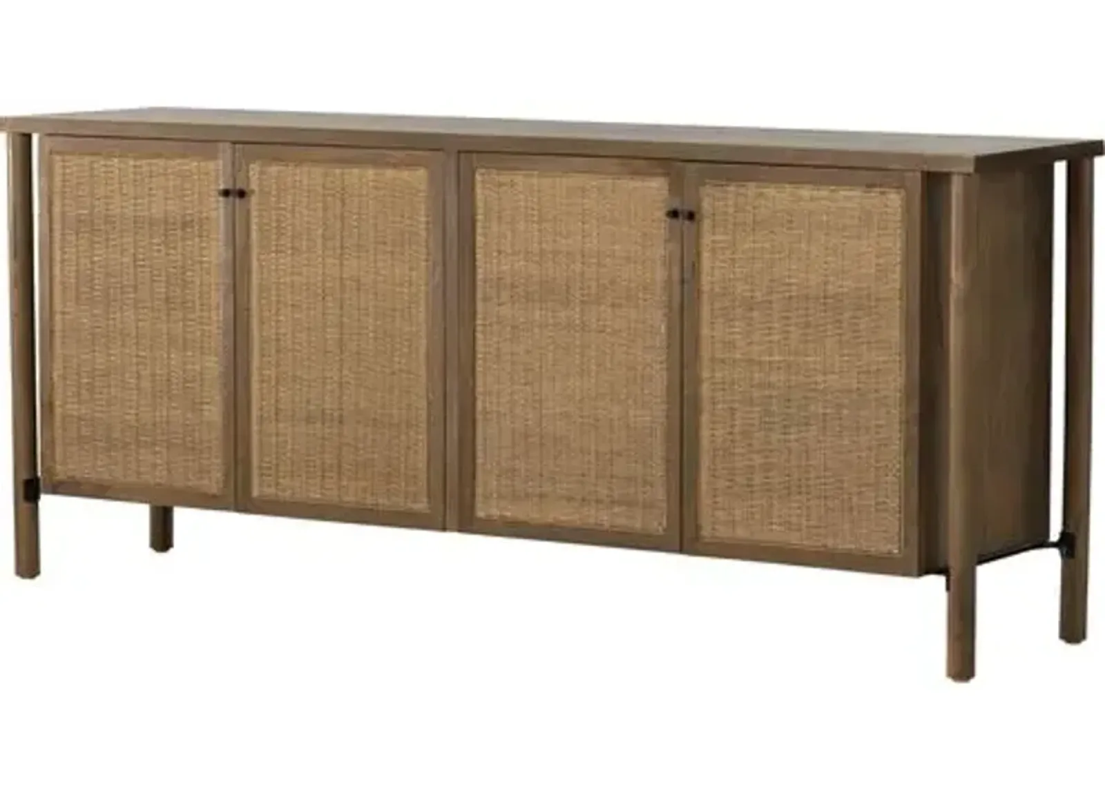 Kamala 4-Door Cane Sideboard - Taupe - Brown