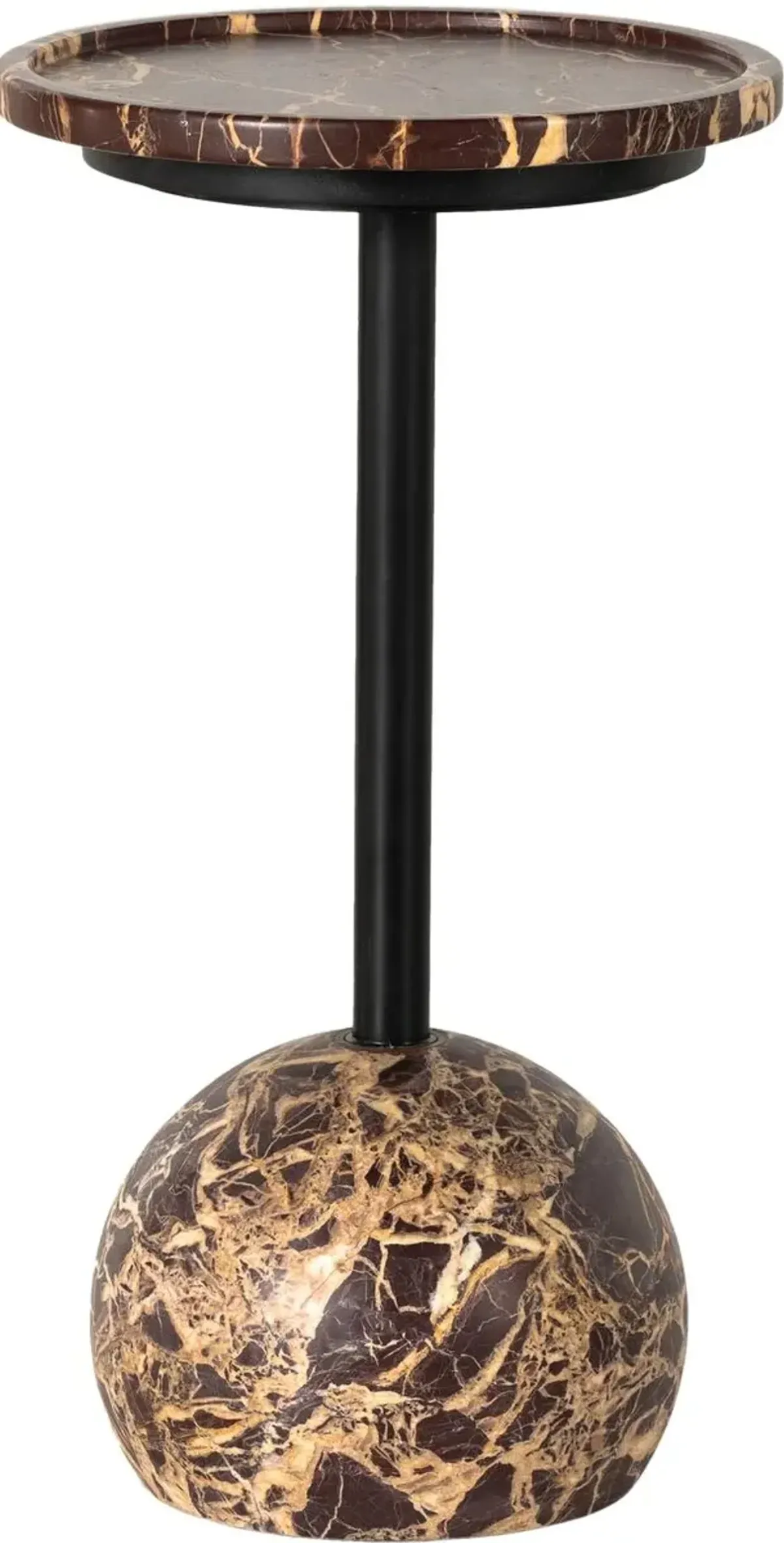 Davis Marble Accent Table, Merlot/Dark Kettle Black