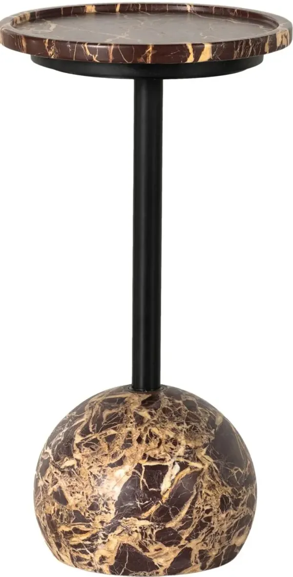 Davis Marble Accent Table, Merlot/Dark Kettle Black