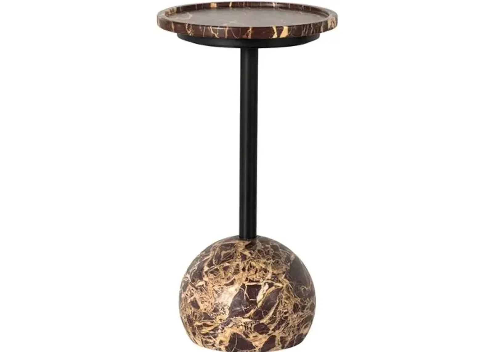 Davis Marble Accent Table - Merlot/Dark Kettle Black - Brown - 10L x 18.75H x 10W in