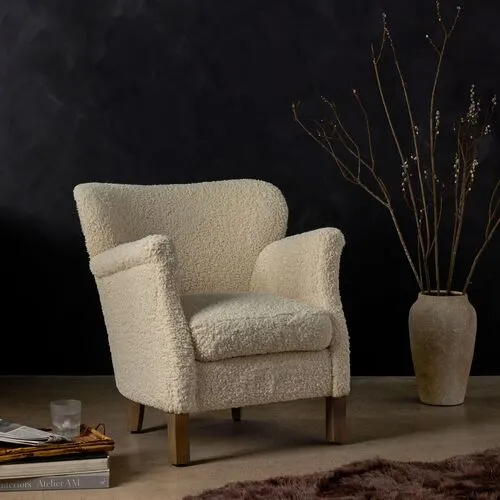 Jean Club Chair - Harben Ivory Sheepskin