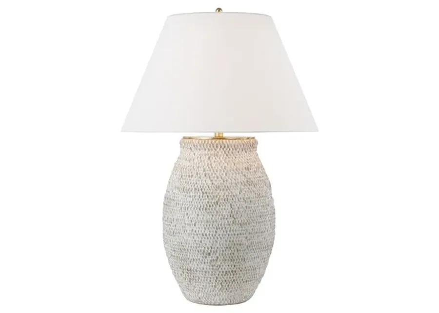 Visual Comfort - Avedon Large Table Lamp - Plaster White Rattan