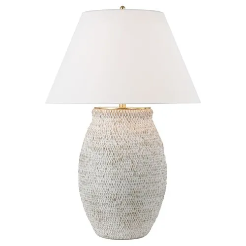 Visual Comfort - Avedon Large Table Lamp - Plaster White Rattan