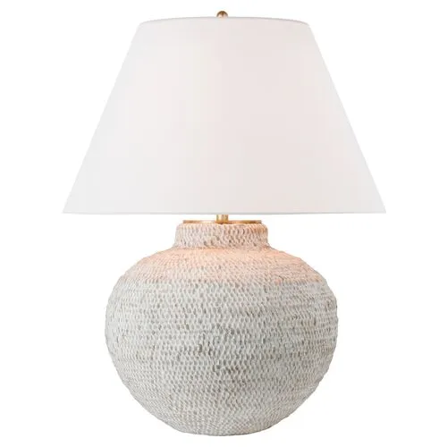 Visual Comfort - Avedon Medium Table Lamp - Plaster White Rattan