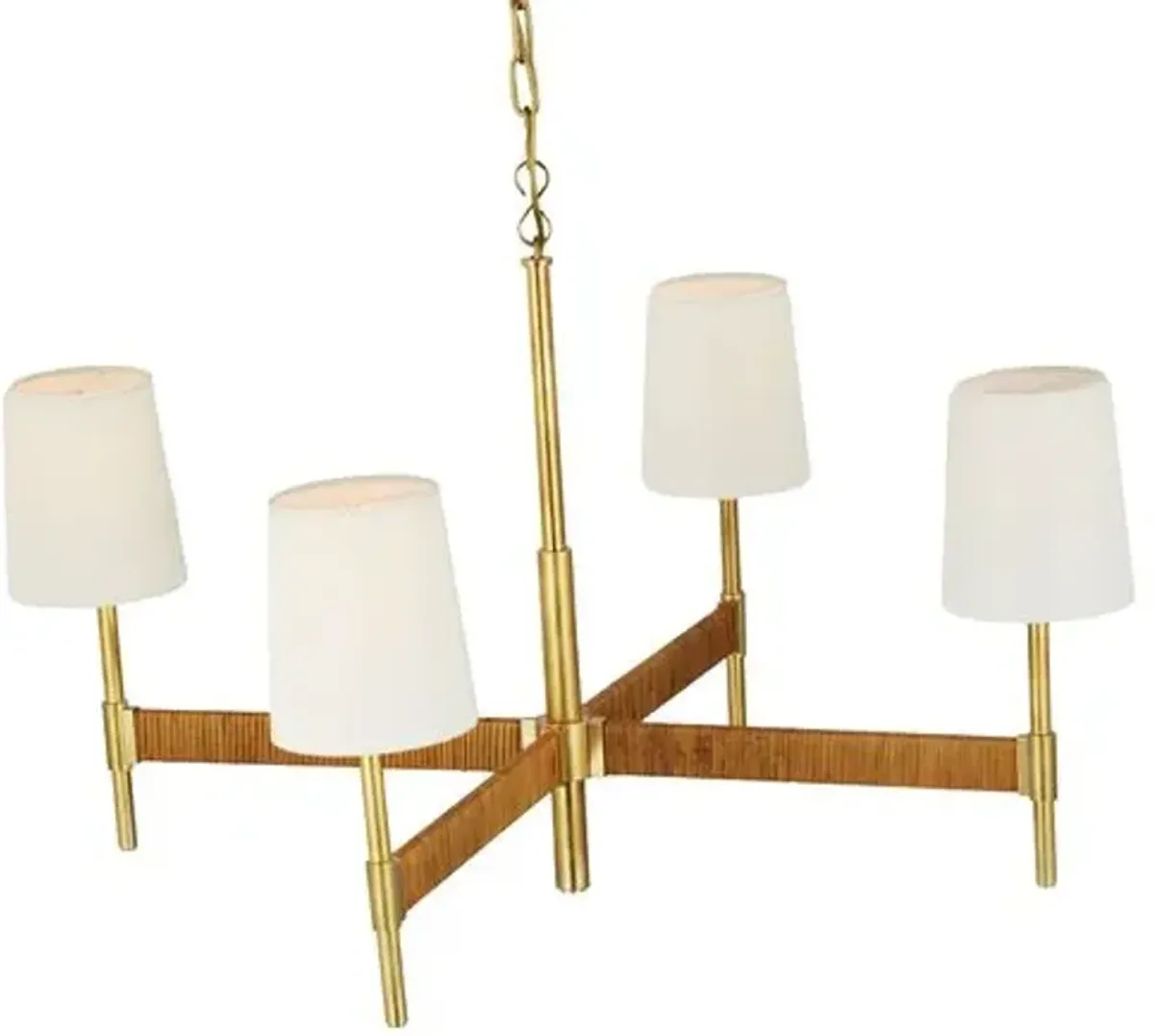 Visual Comfort - Elle Large Rattan Chandelier - Gold