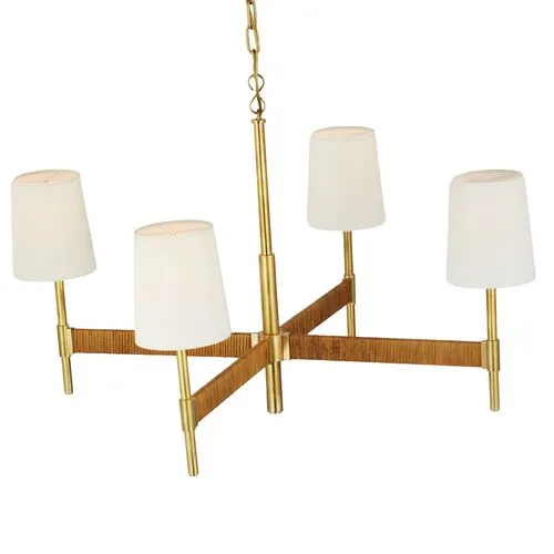 Visual Comfort - Elle Large Rattan Chandelier - Gold