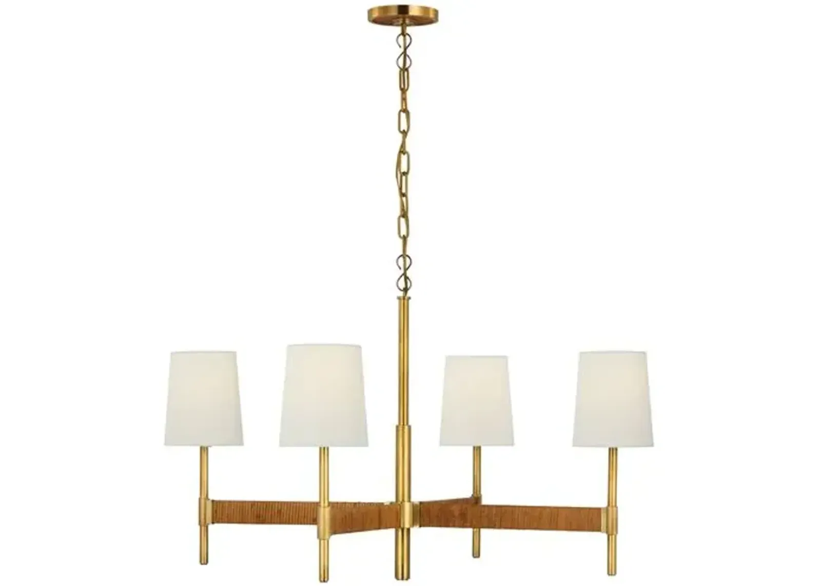 Visual Comfort - Elle Large Rattan Chandelier - Gold