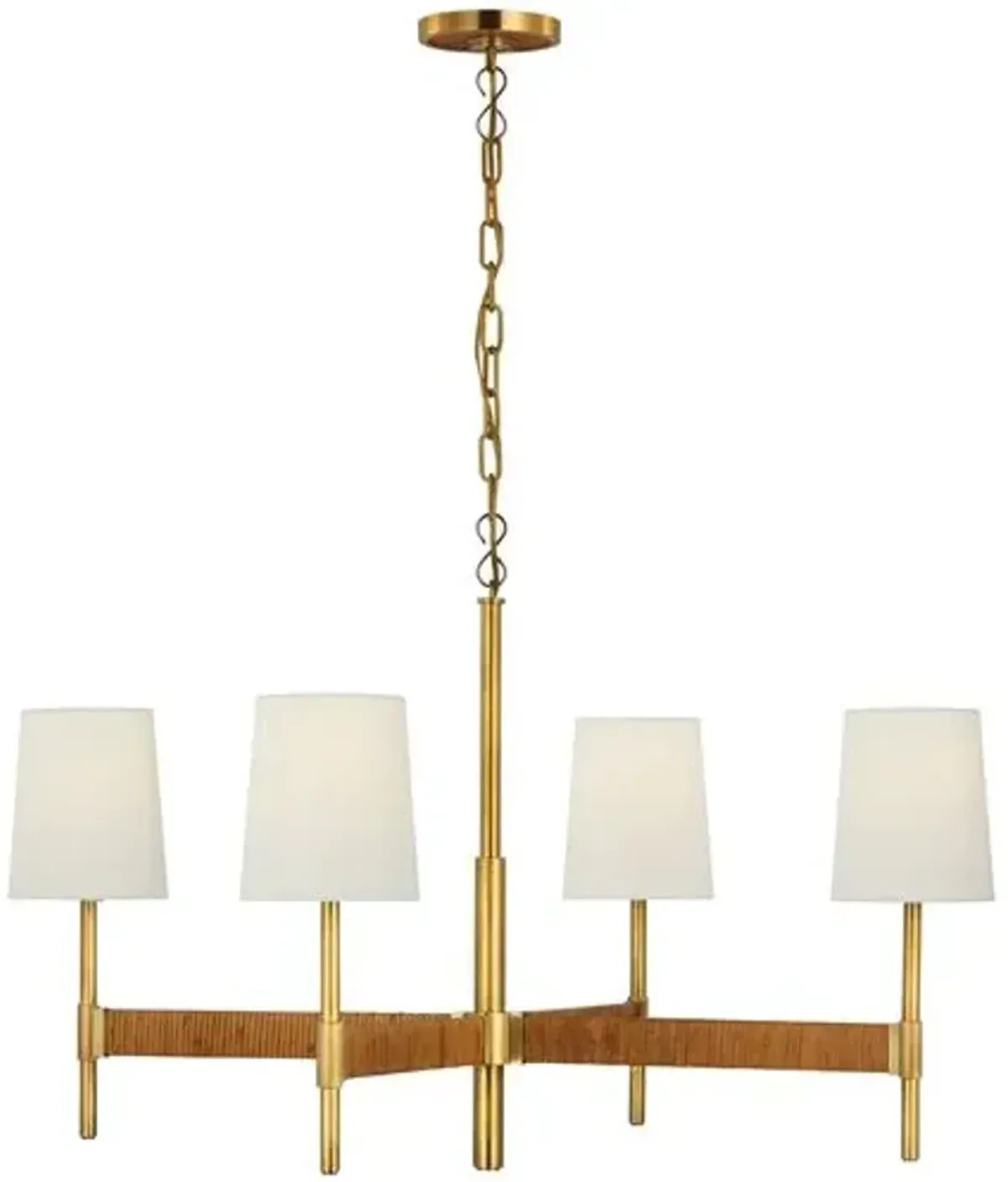 Visual Comfort - Elle Large Rattan Chandelier - Gold