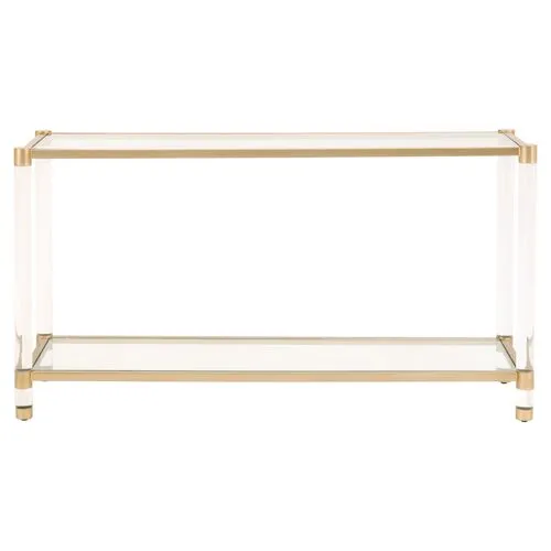 Nicolas Acrylic Console Table - Clear/Brass