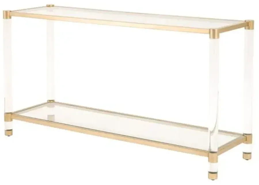 Nicolas Acrylic Console Table - Clear/Brass