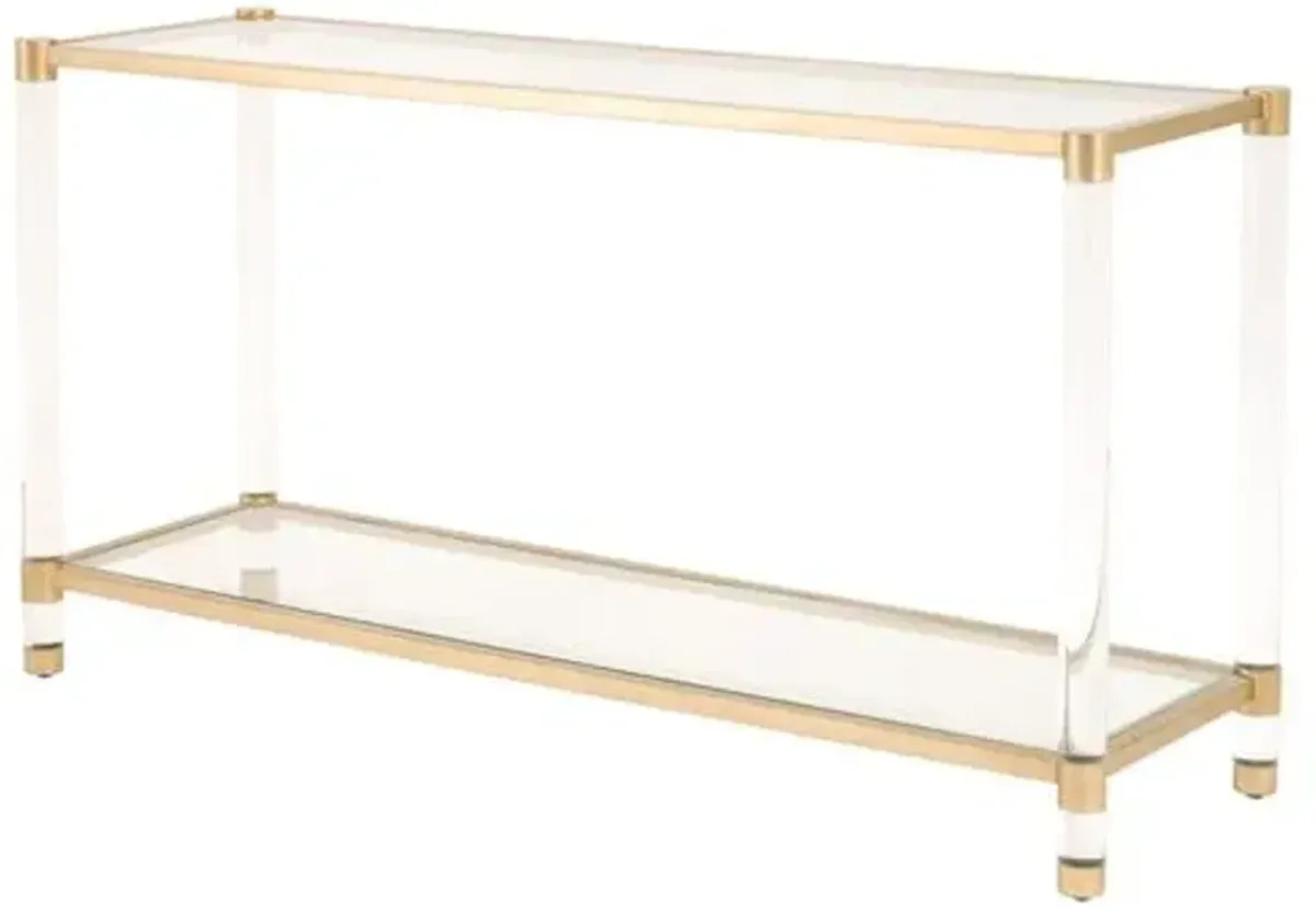 Nicolas Acrylic Console Table - Clear/Brass