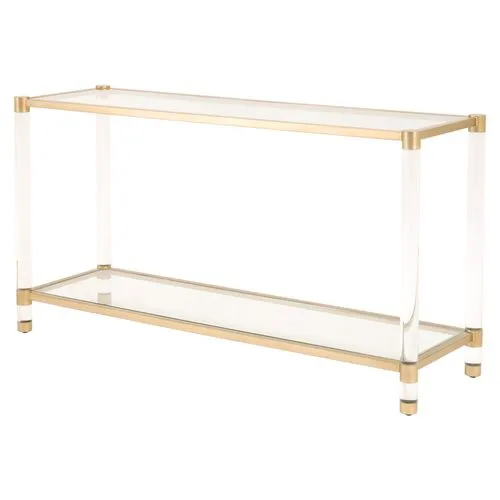 Nicolas Acrylic Console Table - Clear/Brass