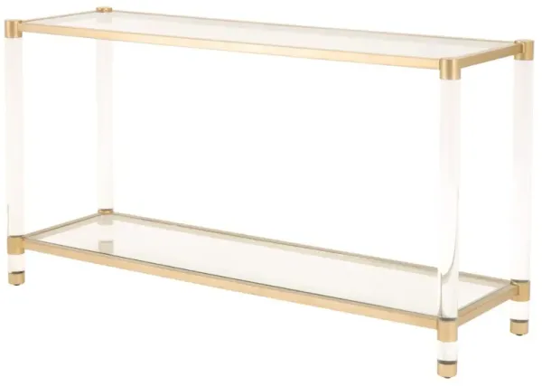 Nicolas Acrylic Console Table, Clear/Brass