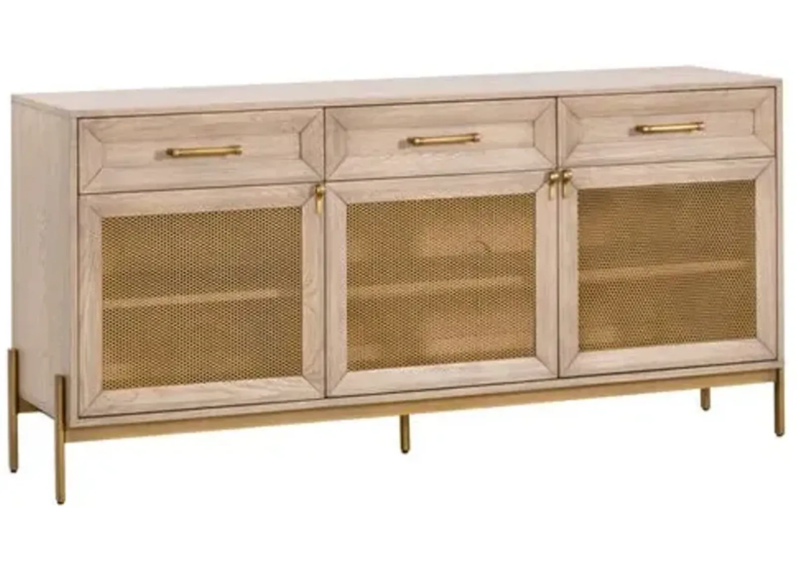 Carson Media Sideboard - Light Honey Oak/Brushed Gold - Beige