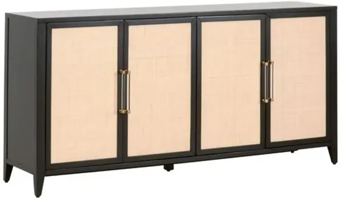 Dalton Rattan Media Sideboard - Brushed Black/Natural