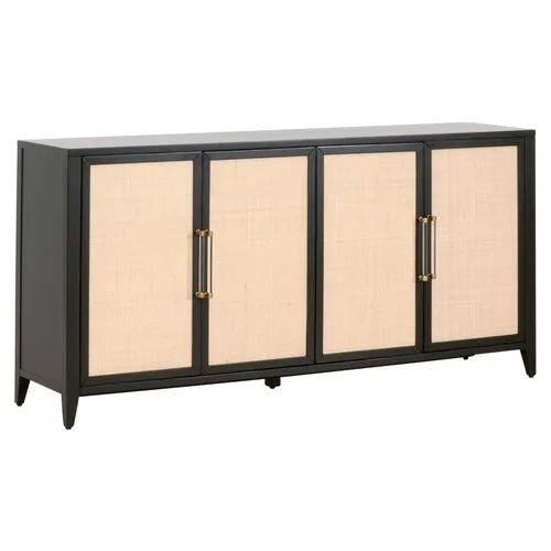 Dalton Rattan Media Sideboard - Brushed Black/Natural