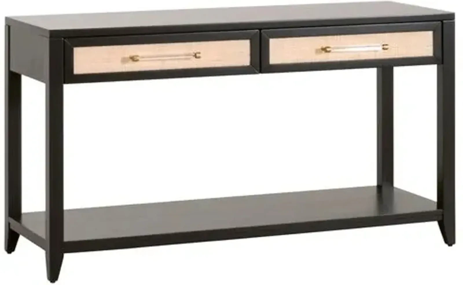 Dalton Rattan 2-Drawer Console - Brushed Black/Natural