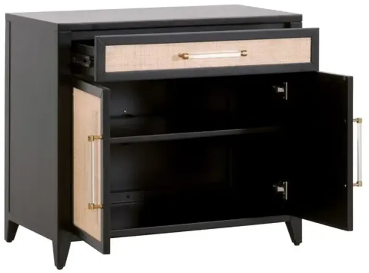 Dalton Rattan Media Chest - Brushed Black/Natural