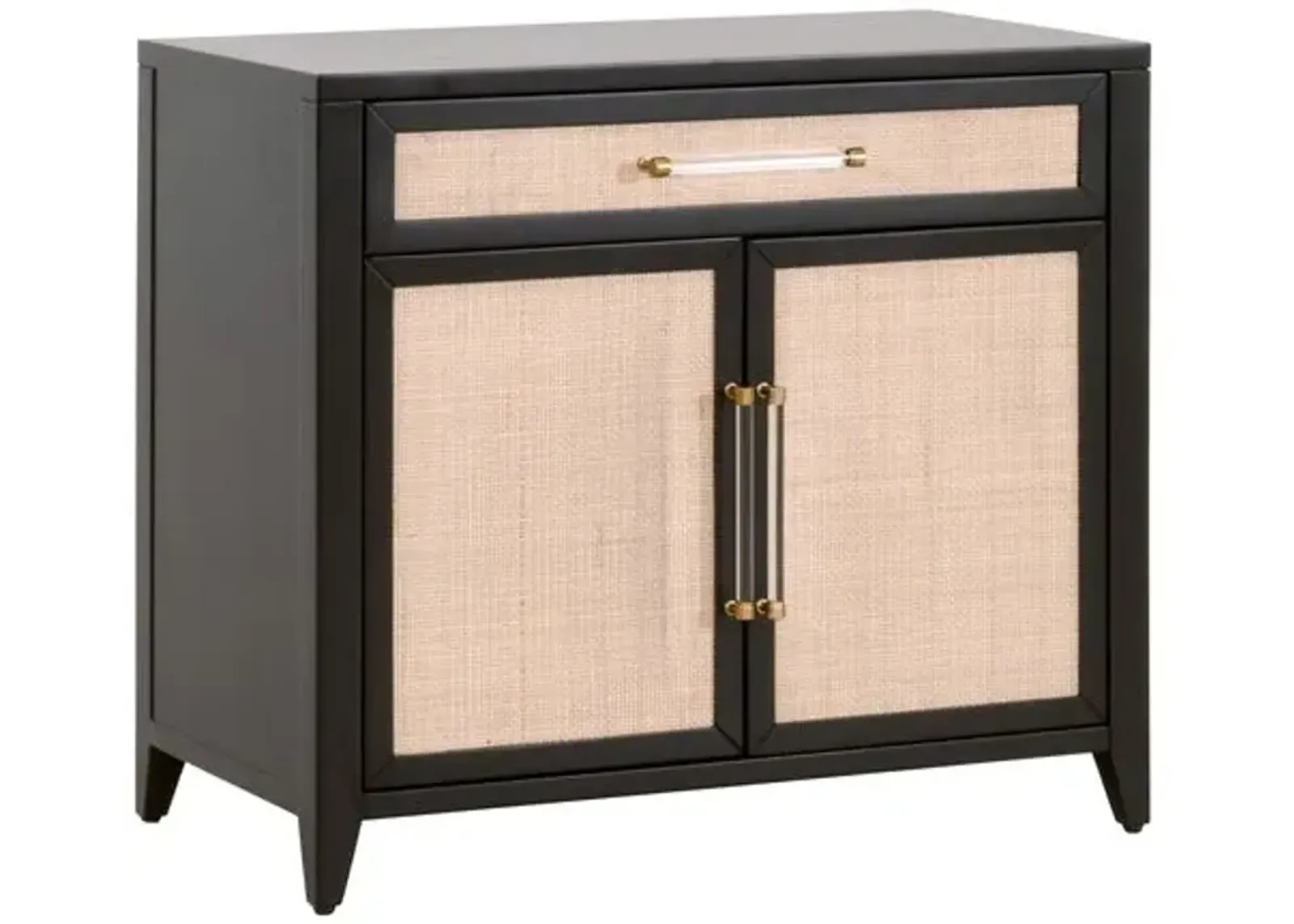 Dalton Rattan Media Chest - Brushed Black/Natural