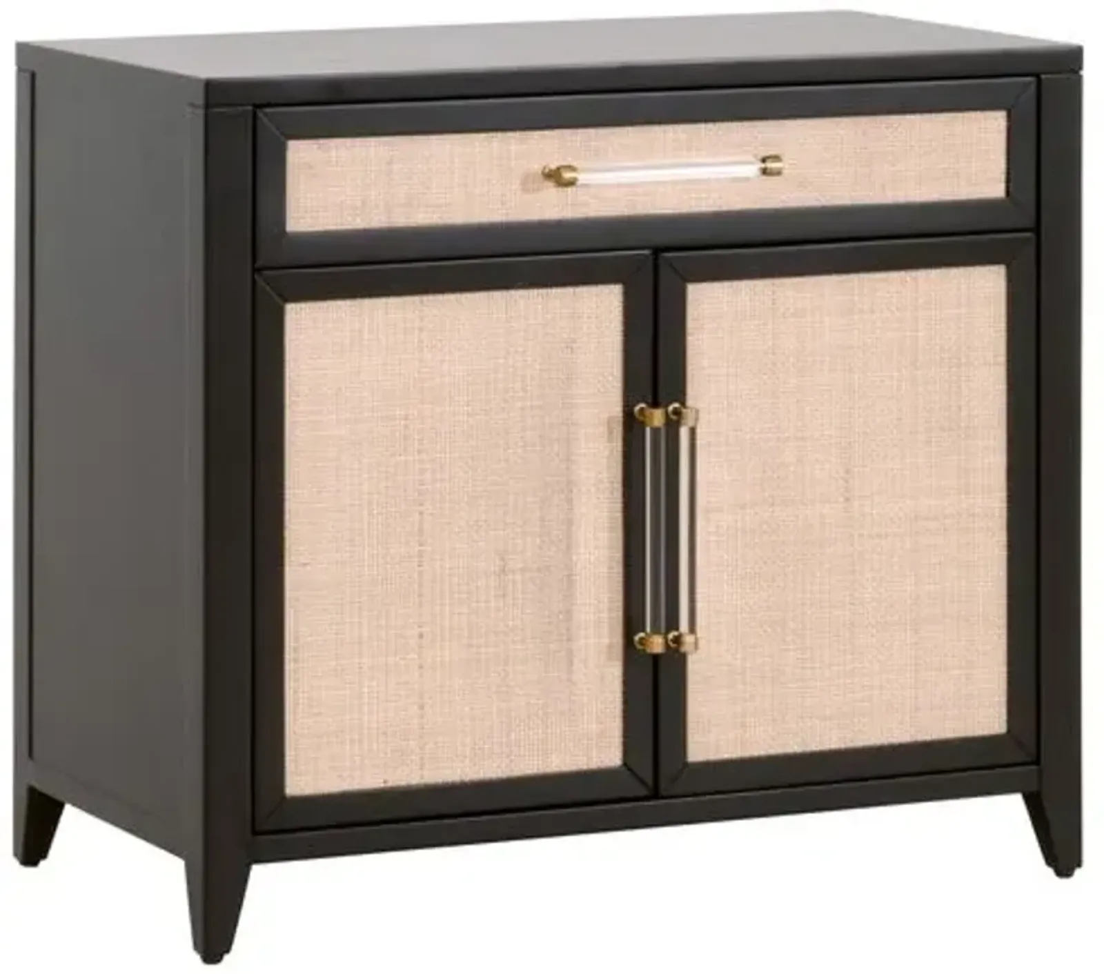 Dalton Rattan Media Chest - Brushed Black/Natural