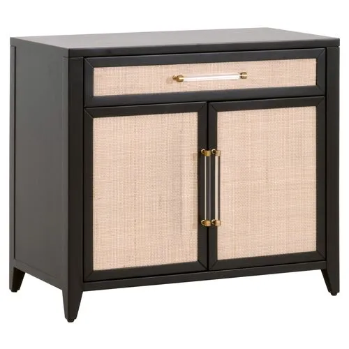 Dalton Rattan Media Chest - Brushed Black/Natural