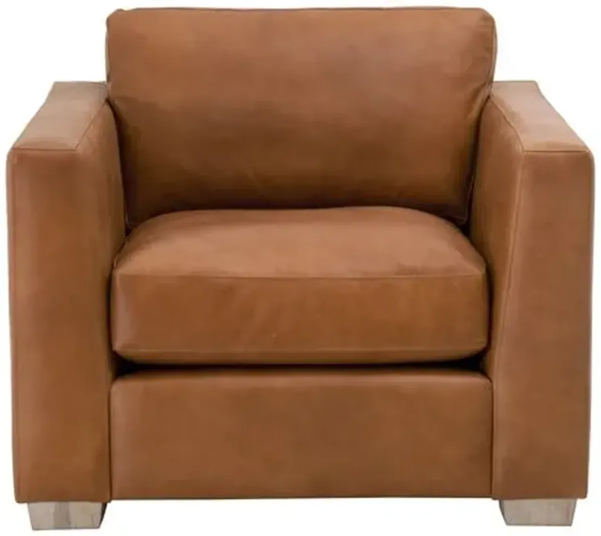 Remy Taper-Arm Sofa Chair - Whiskey Brown Leather