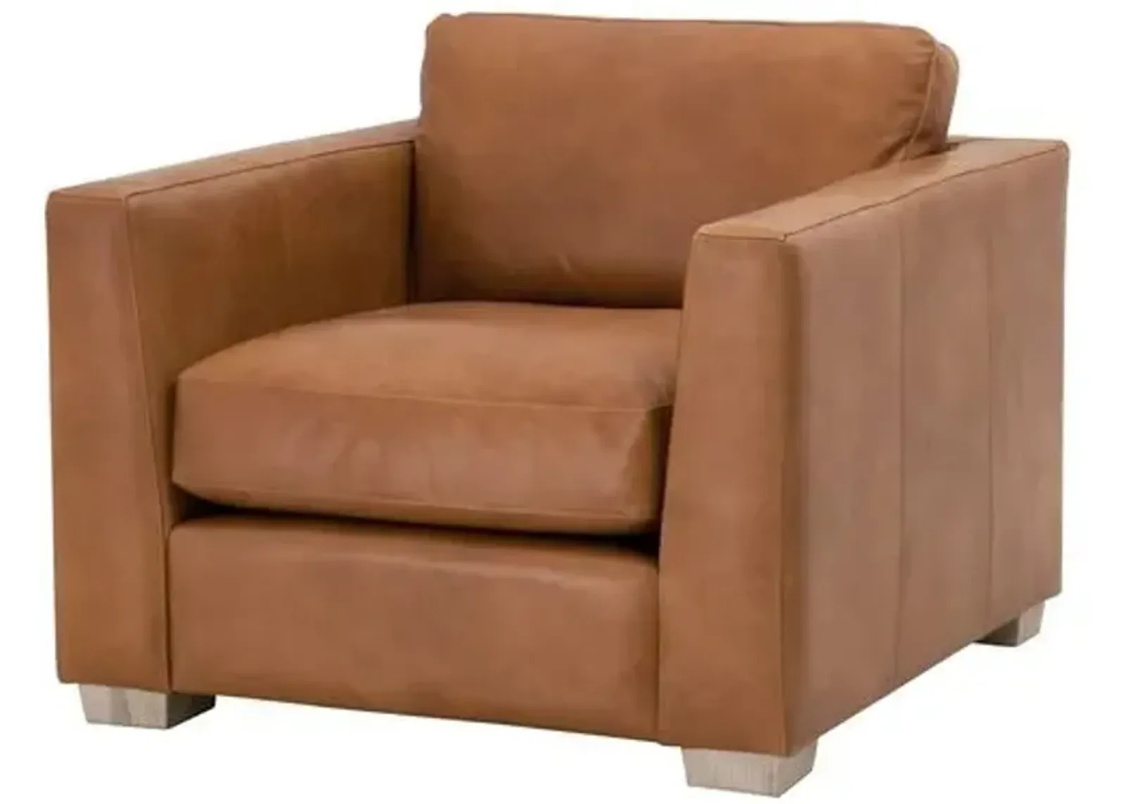 Remy Taper-Arm Sofa Chair - Whiskey Brown Leather