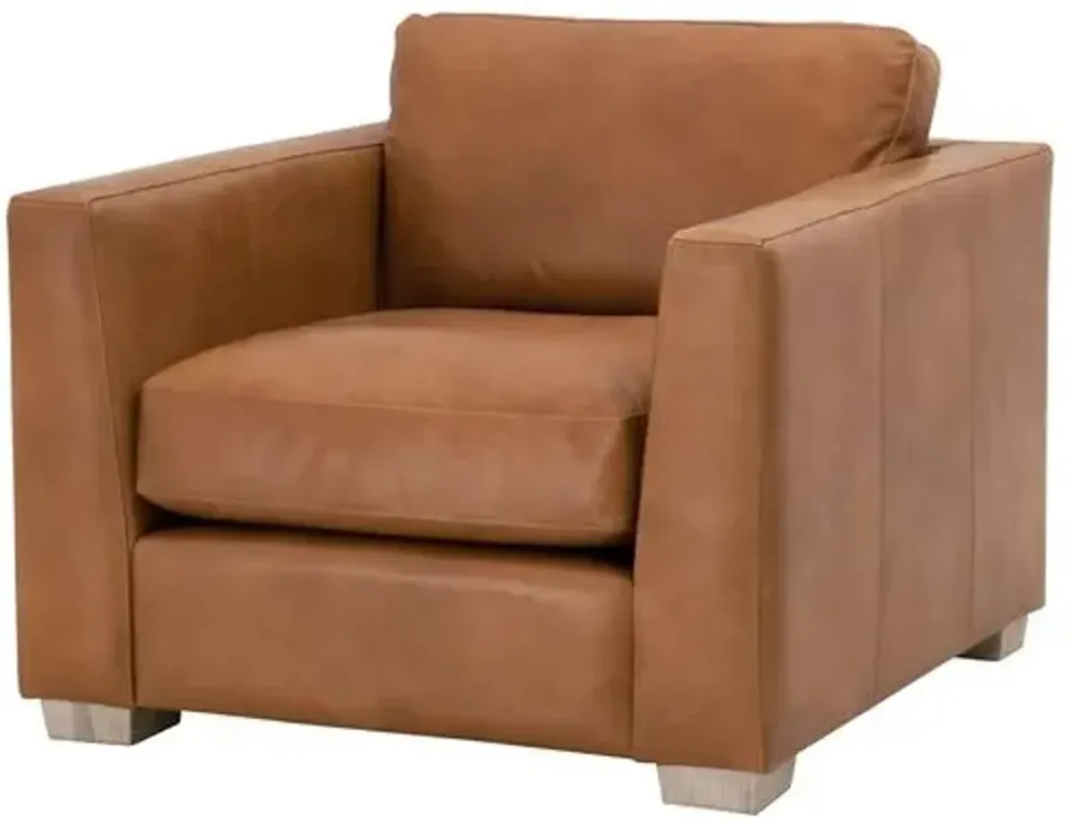 Remy Taper-Arm Sofa Chair - Whiskey Brown Leather