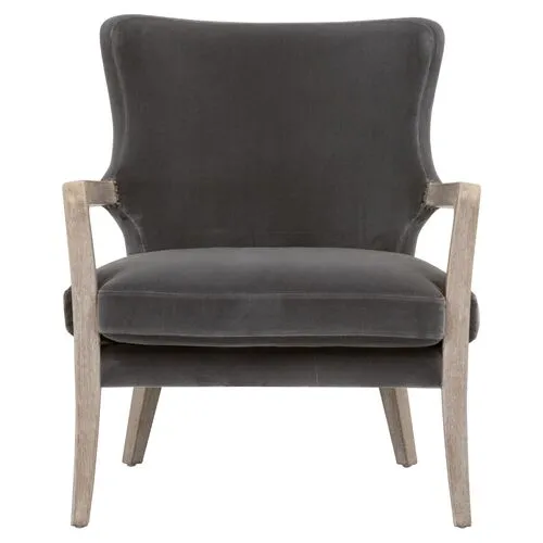 Callie Accent Chair - Dark Dove Velvet - Gray, Comfortable, Durable, Velvet Upholstery, Cushioned