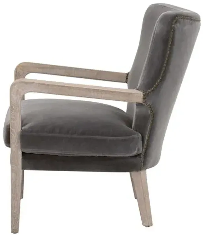 Callie Accent Chair - Dark Dove Velvet - Gray, Comfortable, Durable, Velvet Upholstery, Cushioned