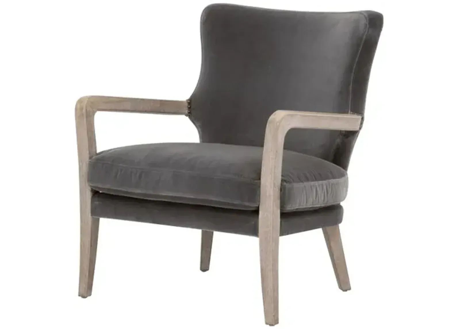 Callie Accent Chair - Dark Dove Velvet - Gray, Comfortable, Durable, Velvet Upholstery, Cushioned