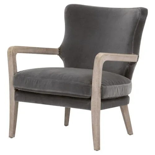 Callie Accent Chair - Dark Dove Velvet - Gray, Comfortable, Durable, Velvet Upholstery, Cushioned