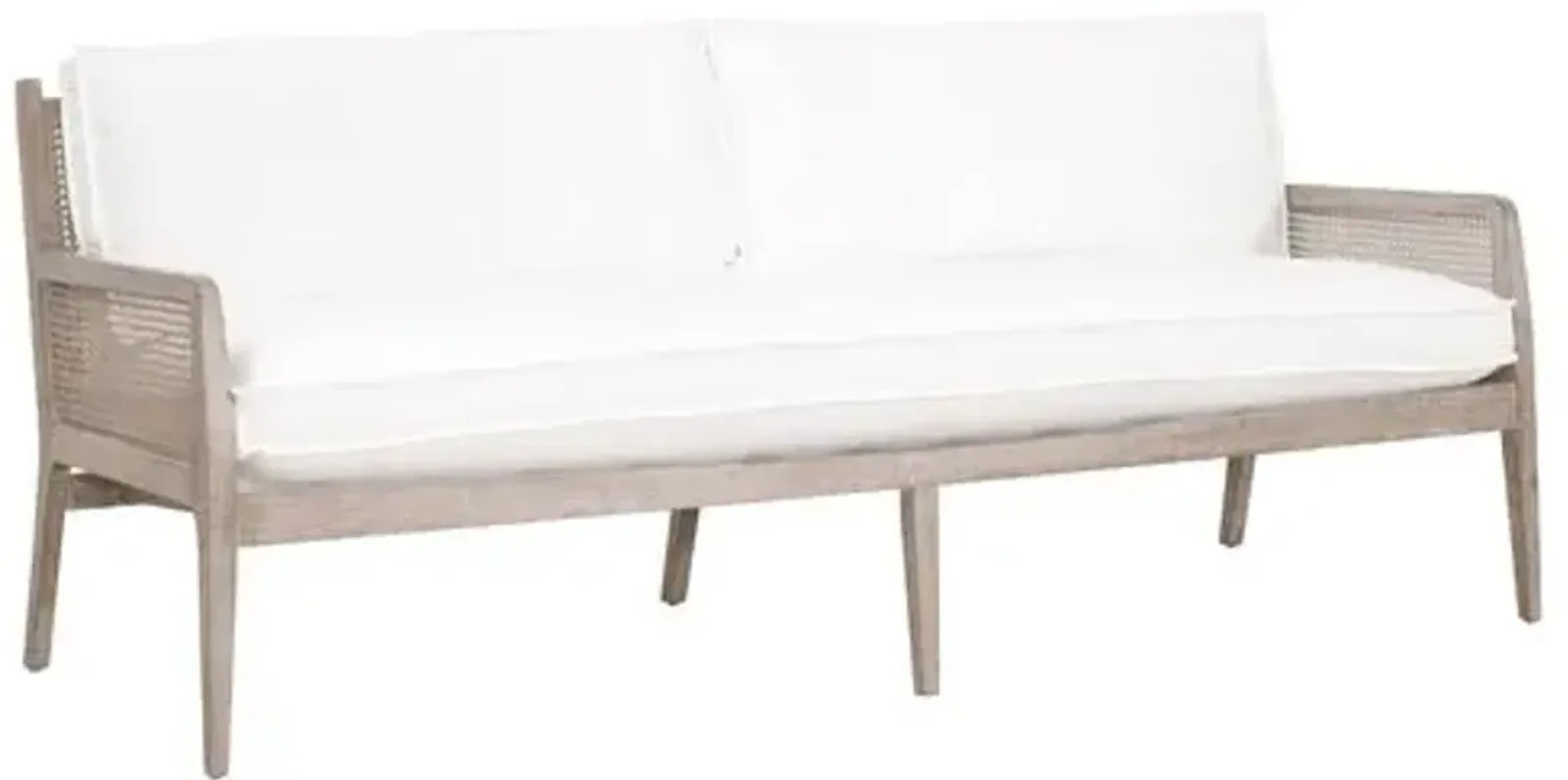 Winnie Cane 84" Settee - Pearl Performance/Natural Gray - White